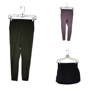 Colorfulkoala Activewear 25” Purple /Green Leggings & FREELY BLACK SKORT M